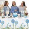 Baby Shower Party Tablecloths - 3Pcs Watercolor Blue Birthday Party Table Cover Decorations, Oh Boy Themed Rectangular Plastic Disposable Table Cloth for Baby Boys Birthday Gender Reveal Supplies